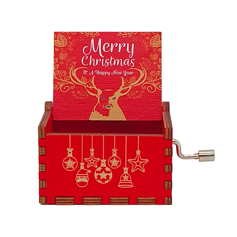 ألعاب صندوق الموسيقى الخشبي ذات الطابع الكرتوني، صندوق الموسيقى المكرنك يدويًا لعيد الميلاد، ديكورات الحفلات، هدايا الأطفال، هدايا عيد الميلاد #6
