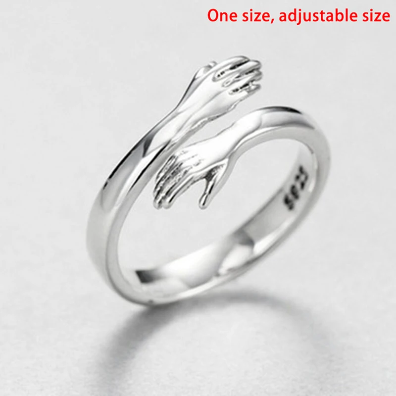 925 sterling silver jewelry love hug ring retro fashion tide flow open ring