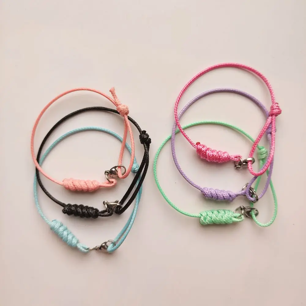 20pcs/bag 38 Colors 6-9 inch Adjustable Friendship Sliding Knots Macrame Wax Cord Bracelet Boho Wristband for Men Women Girl Boy