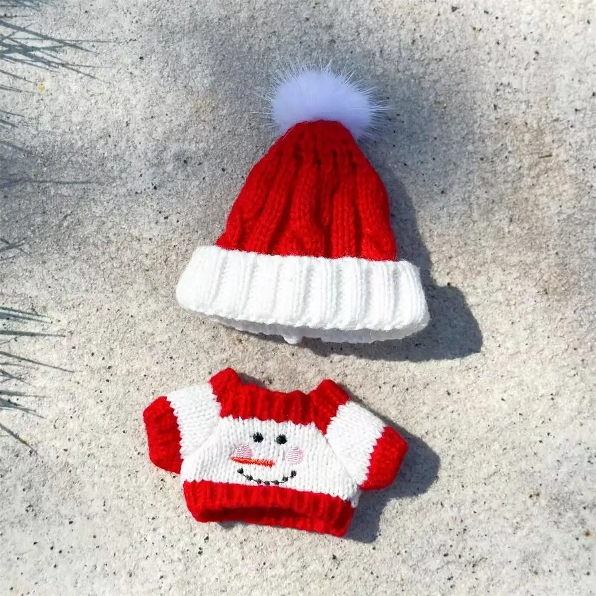 17cm mini roupas de boneca de pelúcia acessórios para labubu ídolo v1 v2 biscoito de natal homem camisola chapéu roupas presente de ano novo