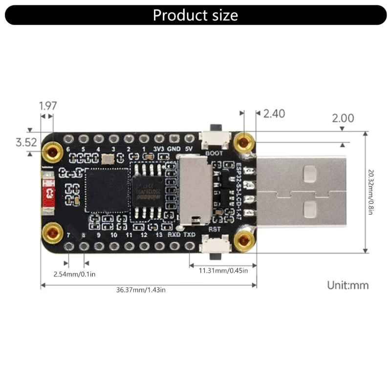 1.47" LCD 화면 ESP32 마이크로컨트롤러 보드, LX7 프로세서, ESP32-LCD-1.4