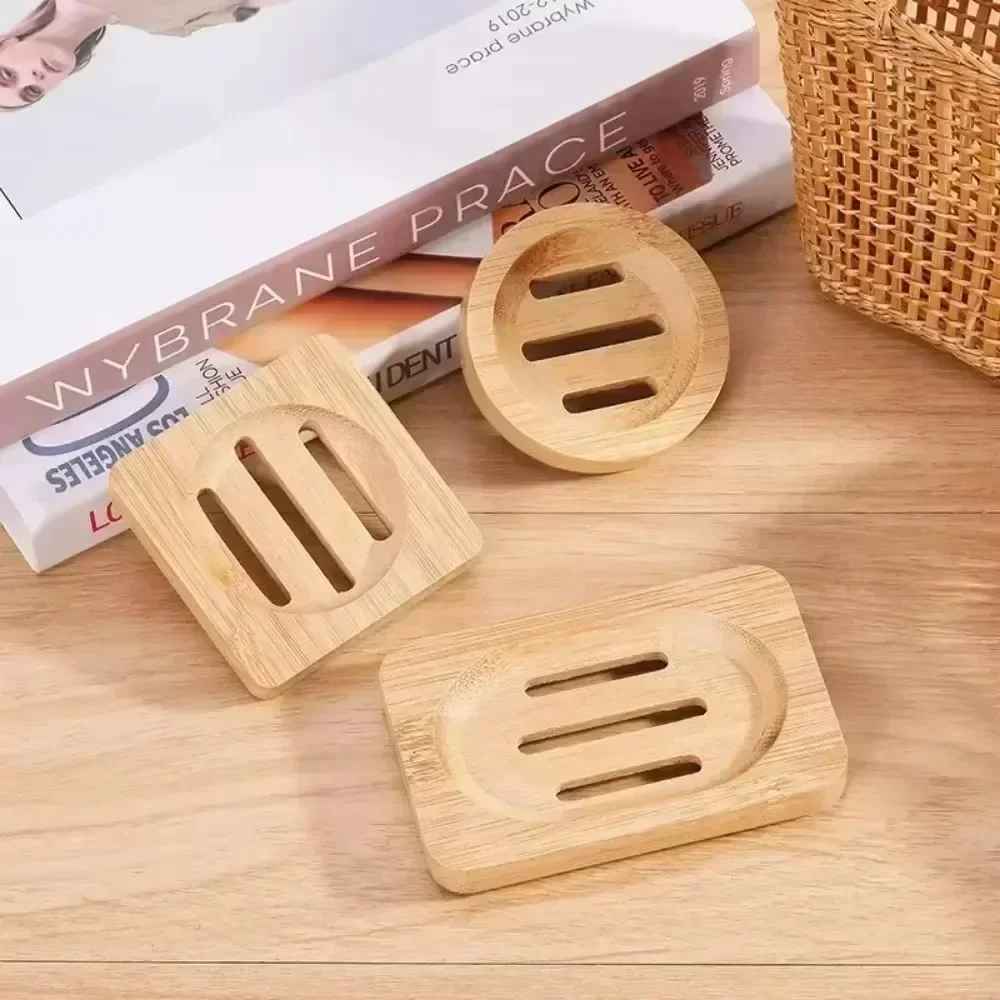 1pc Natural Bamboo Drain Soap Holder Mildew Proof Soap Tray Wooden Soap Storage Box for Bathroom Washroom Daily Shower Use