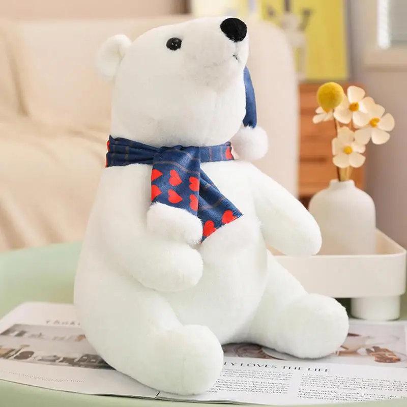 White Polar Bear Vivid Stuffed Bear White Polar Doll Girls Women Stuffed Animals For Study Room Dormitory Kindergarten Bedroom