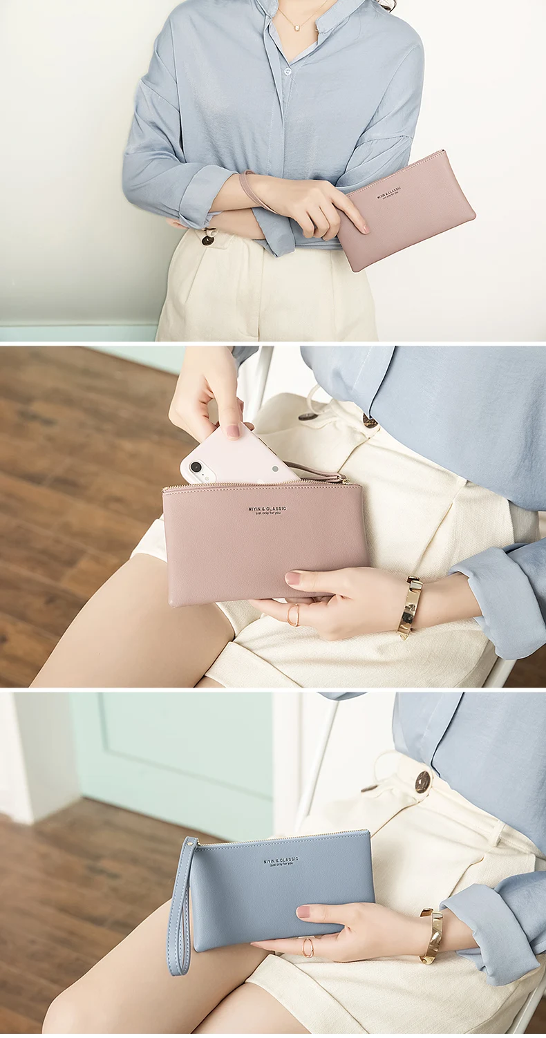 MIYIN Business Casual Damen-Geldbörse Einfache und Tragbare Reißverschluss-Handtasche Lange Brieftasche Bürogeschenk Lehrergeschenk Geschenk für Frauen – Detail 10