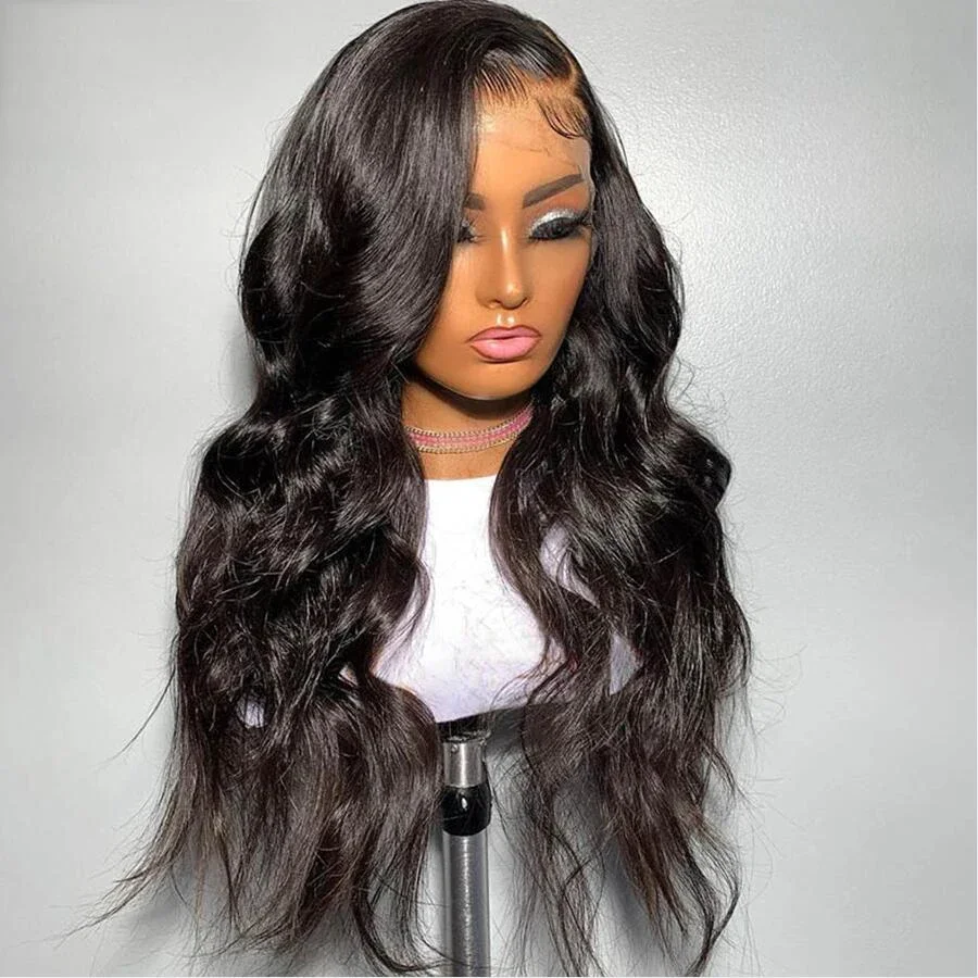 26inch 180Density Natural Black Body Wave Soft Glueless 5x5 Silk Base Jewish Human With BabyHair HDLace European Hair Preplucked