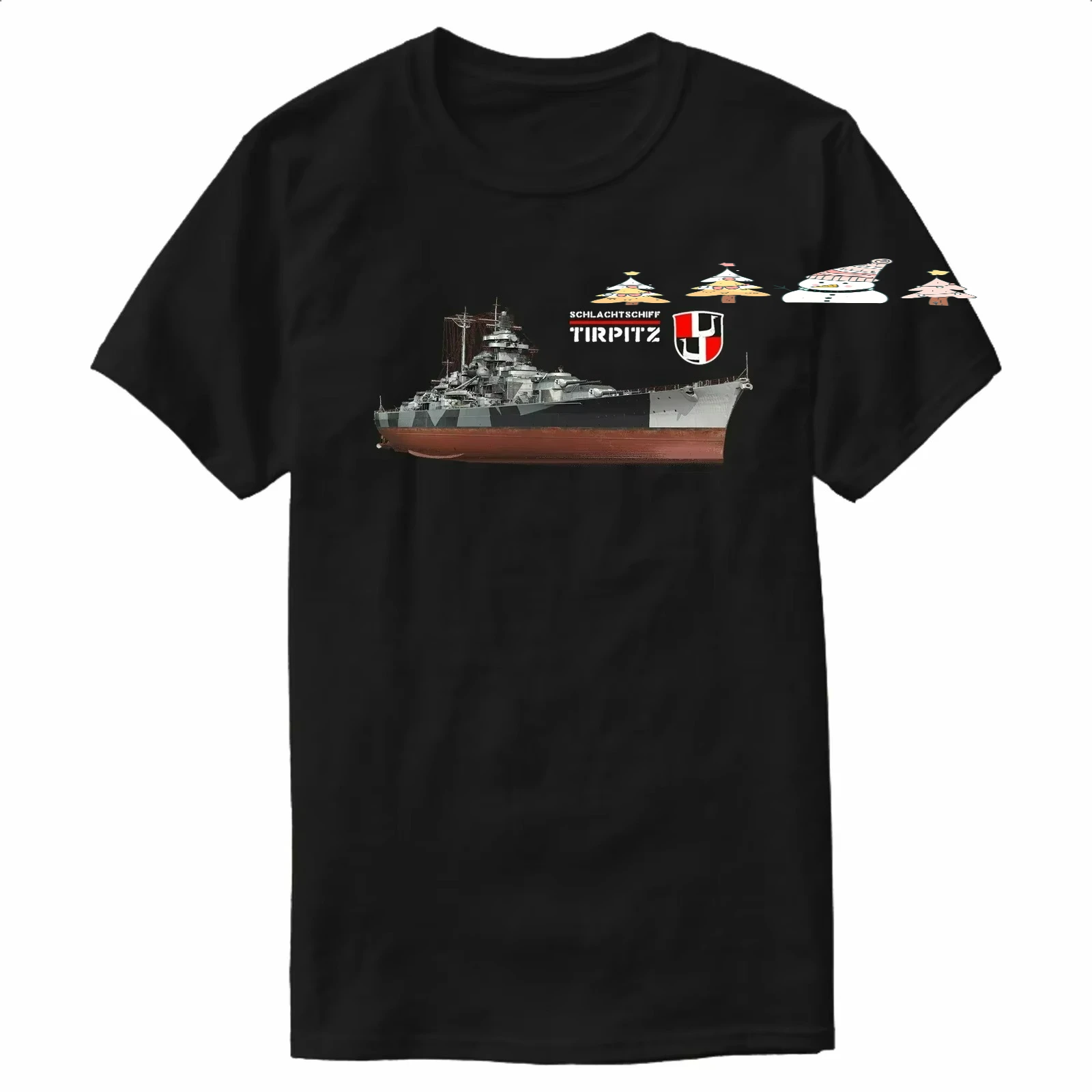 Bismarck Class Warship Tirpitz Battleship Coat of Arms T-Shirt 100% Cotton O-Neck Short Sleeve Casual Mens T-shirt Size S-3XL