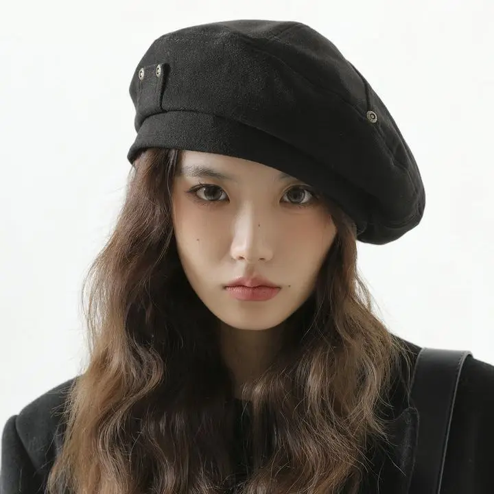 Maillard Literary Artistic Brown Woolen Berets Hats for Women Autumn Winter Japanese Retro Versatile Octagonal Painter Hat Gorra