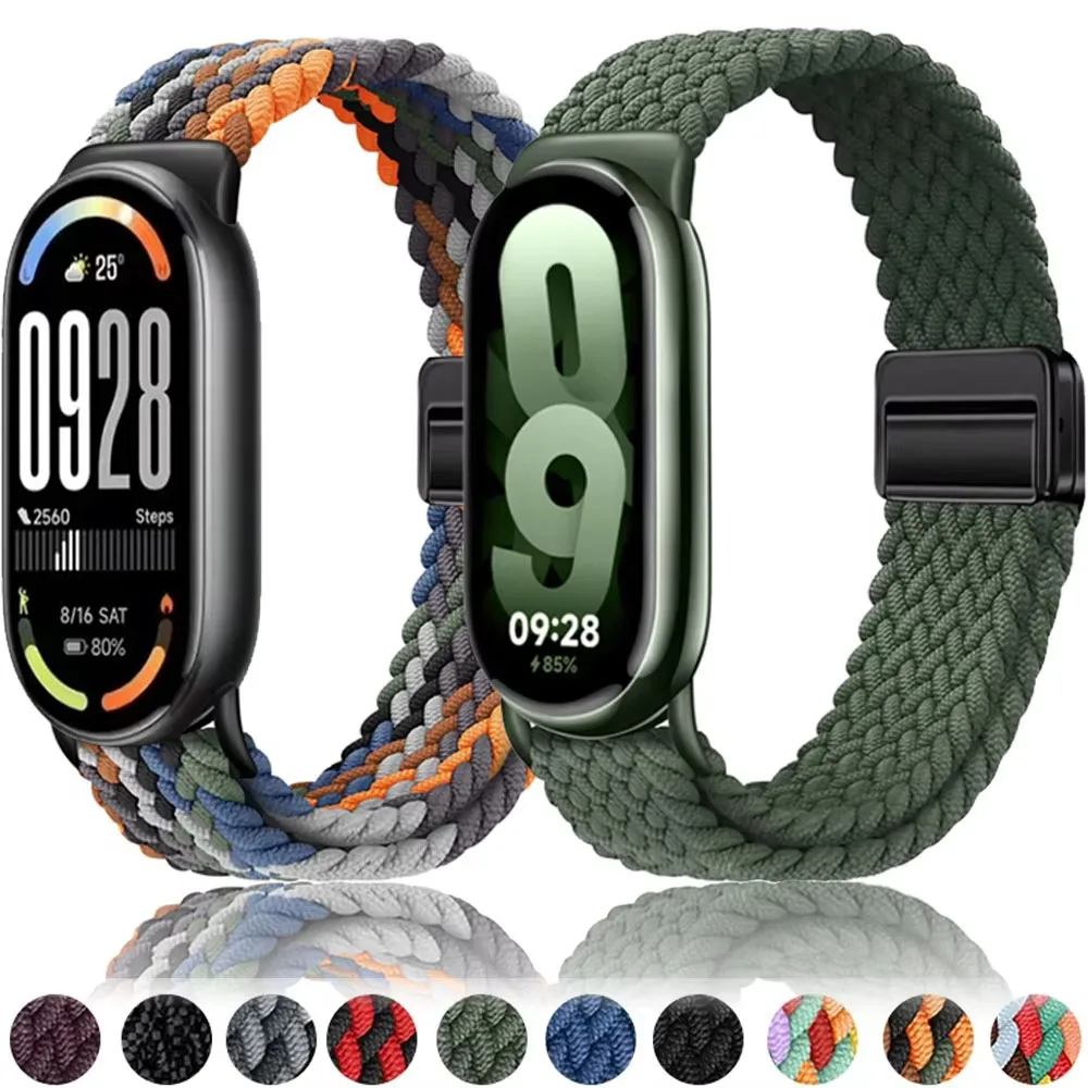 Bracelet en Nylon pour Xiaomi Mi Band 9/8, accessoires de sport respirants de haute qualité pour Mi Band 10 9 NFC, remplacement 2030