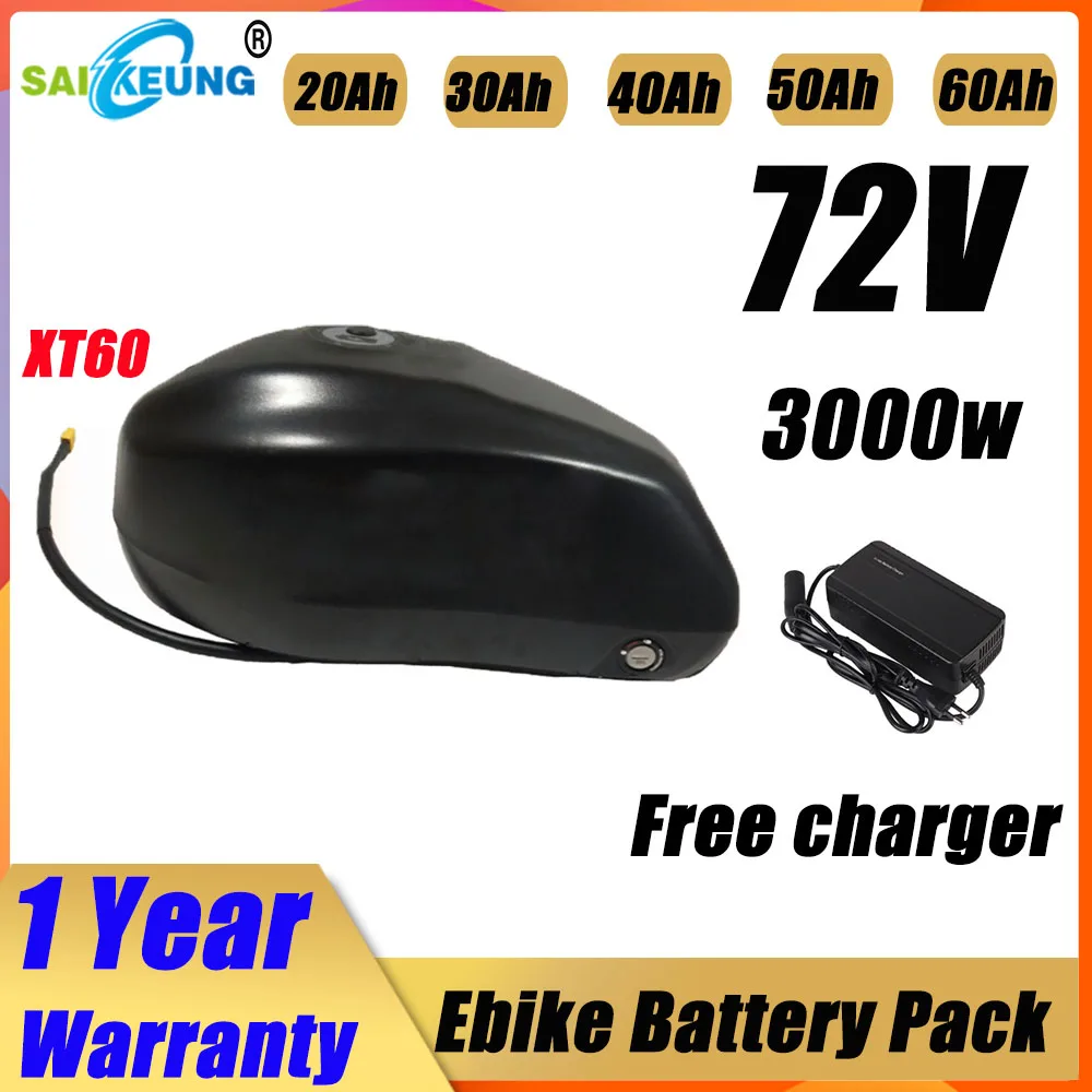 72v 60ah Lithium Battery Pack Titanate 36v 48v E Bike Akku Accu Electric Bicycle 300-3000w Bafang TSDZ2 20 30 40ah 50ah Batterie