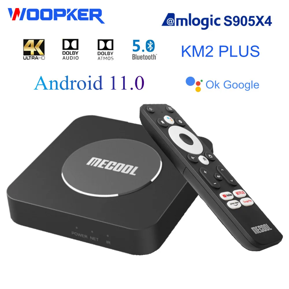 MECOOL KM2 Plus Android 11 TV Box Amlogic S905X4 4K 2G DDR4 2.4G/5G 2T2R wiFi BT5.0 Chơi Phương Tiện HDR 10 Âm Thanh Dolby Audio Set Top Box