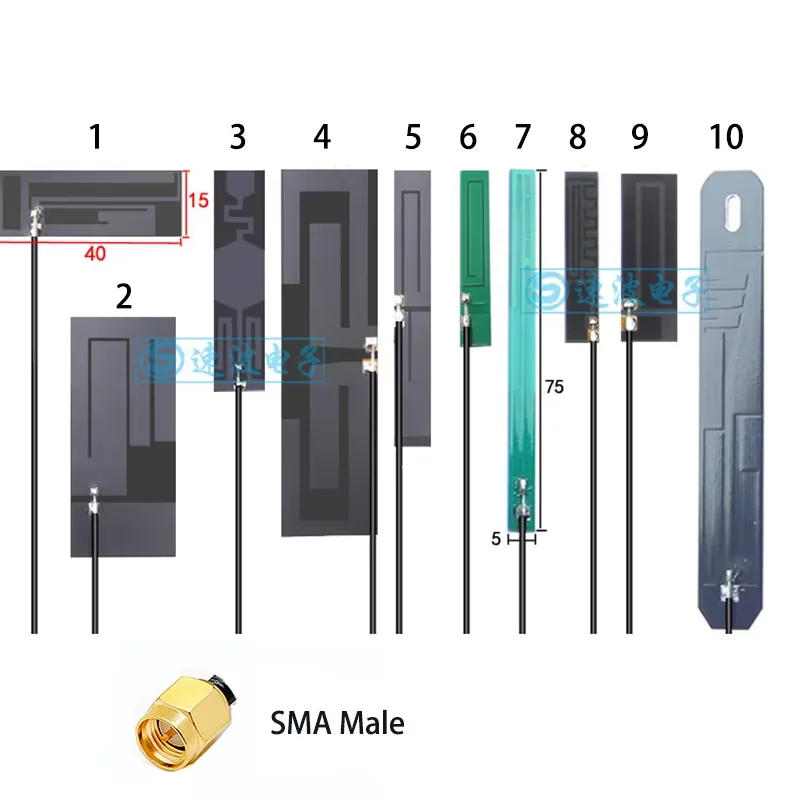 2PCS GSM 2G 3G LTE 4G GPRS WCDMA NB-iot full band internal FPC PCB antenna SMA male RG1.13 for EM12-G EM160R-GL SIM7600G-H