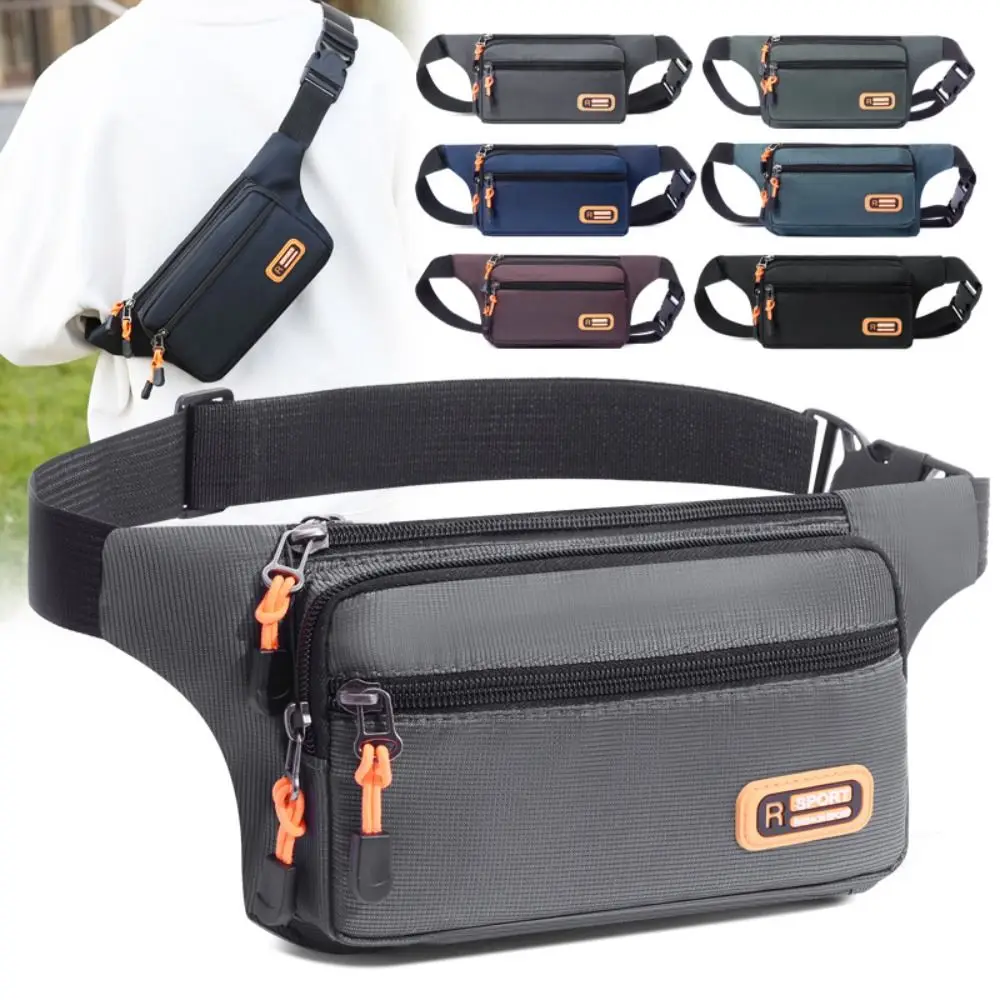 Waterproof Men's Waist Pack Adjustable Strap Large Capacity Men's Chest Bag Multi-storey Nylon Sports Cross -body Bag Daily