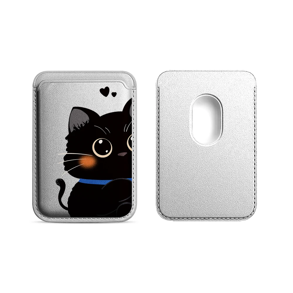 Elegante Katzen-Paar-Leder-Kartenhalter-Handyhülle für Magnetische Hüllen, Geeignet für alle iPhone Magsafe Karten-Handy-Rückseiten-Taschen – Detail 18