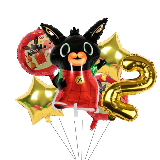 Cartoon Rabbit Birthday Number Balloons for Bings Red Rabbit 1 2 3th Foil Balloon Set Baby Shower Birthday Party Decoration