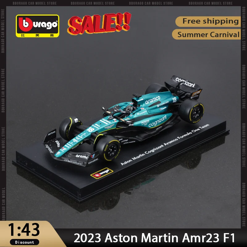 

New Product In Stock Bburago 1:43 Formula Racing 2023 Aston Martin Amr23 F1 Diecast Model Alloy Luxury Vehicle Car Kid Toy Gift