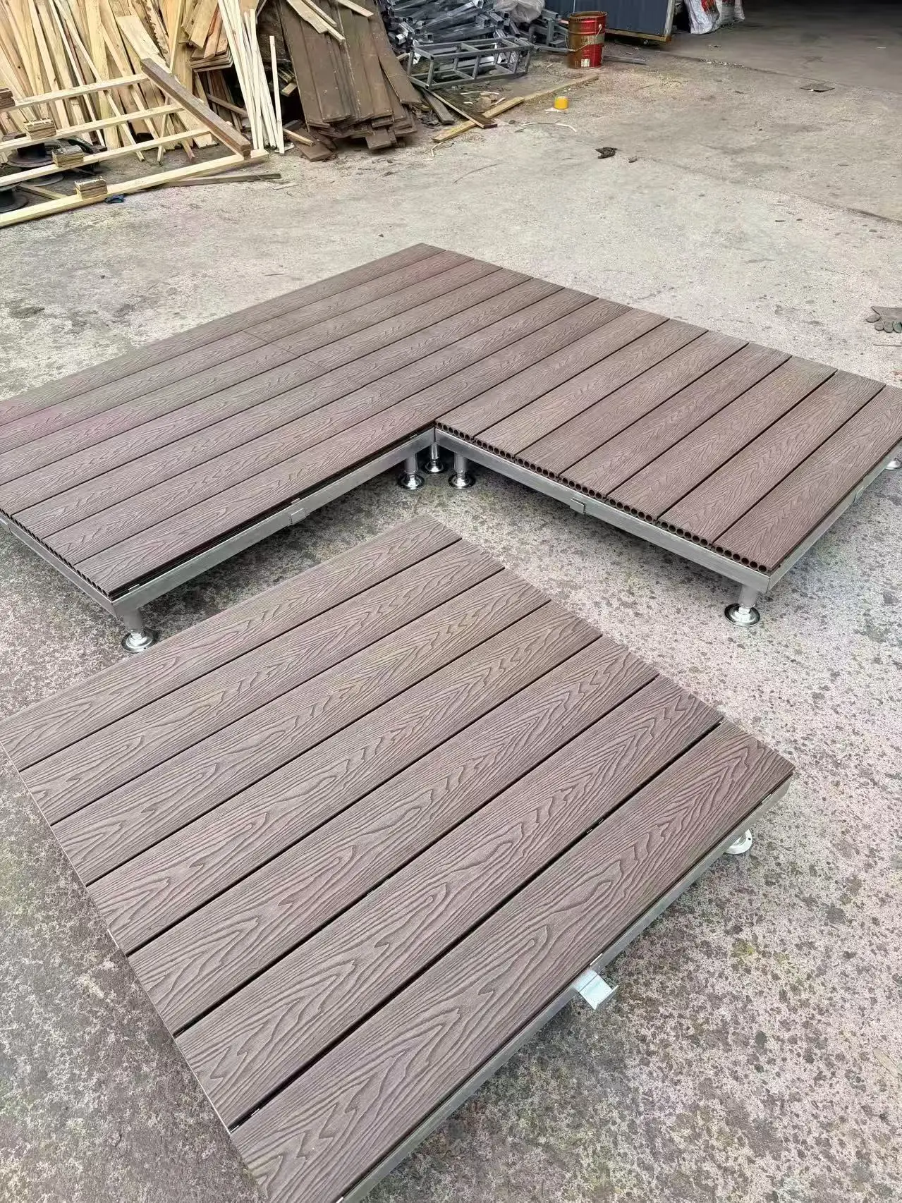 Easy Assembled WPC Outdoor Anti-corrosion Modules Platform, Yard, Camping, Flat Packaging Plastic Wood Platform