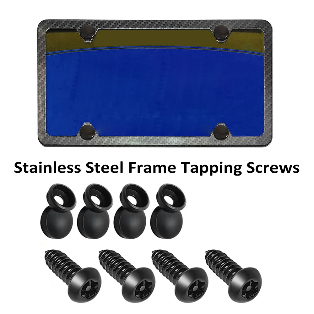 Anti-Theft License Plate Screws Kits Stainless Steel Plate Mounting Hardware for Car Tag Frame Tapping Screws Fit Front Bumper