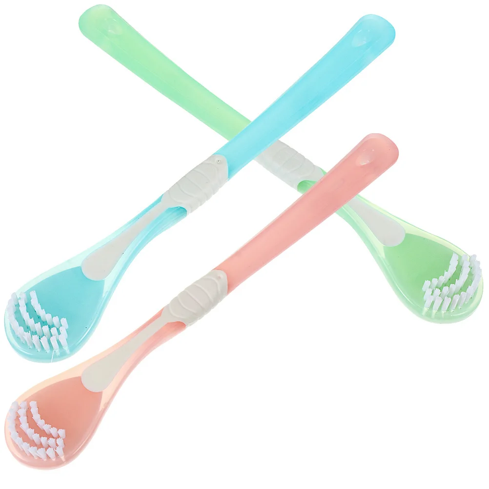 3 قطعة مكشطة اللسان للعناية بالفم فرشاة تنظيف اللسان المهنية السلس واسعة الرأس آمنة فعالة الاستخدام اليومي نظافة الأسنان #4