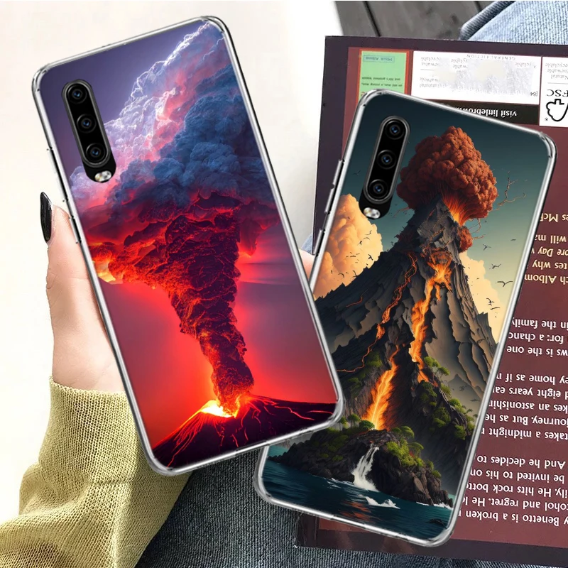 Volcanic Eruption Phone Case For Huawei P30 Lite P10 P20 P40 P50 Cover Mate 40 Pro 10 20 30 Capa Coque Shell