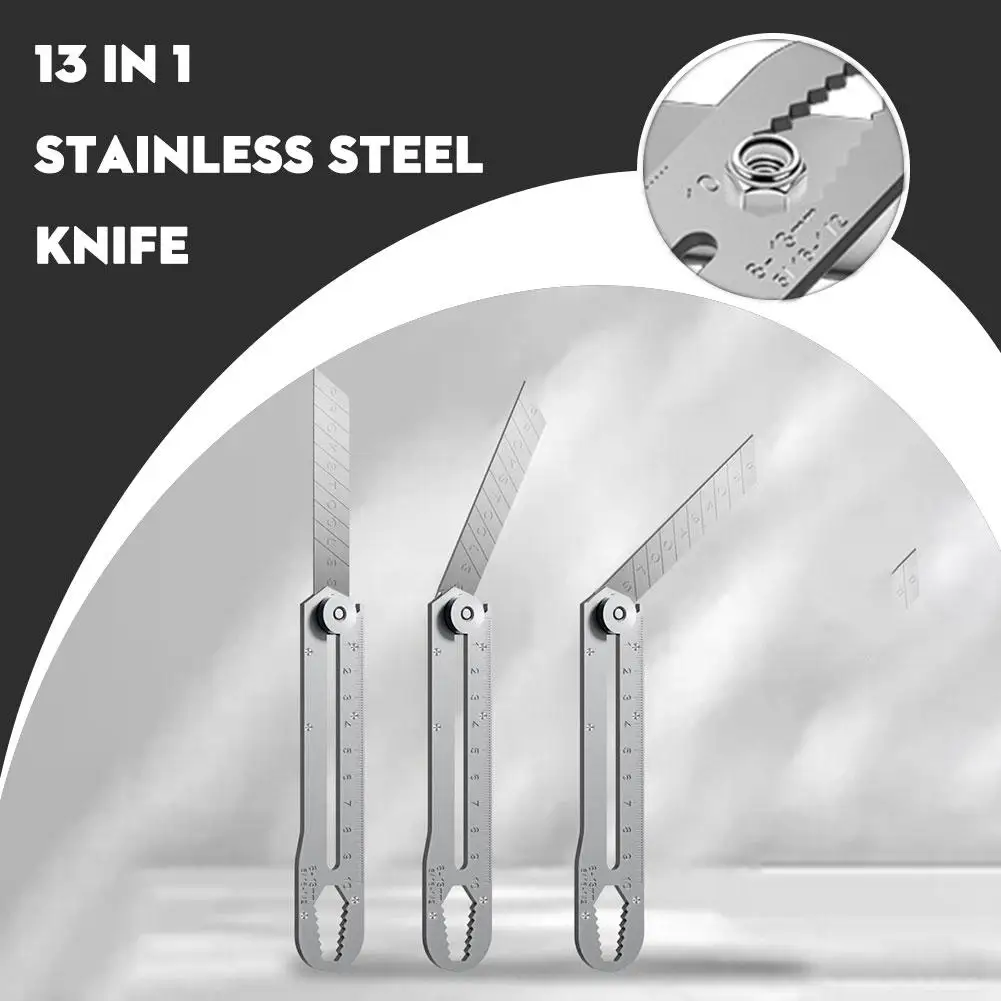 13 In 1Multifunctional Stainless Steel Art Knife Retractable Heavy Duty Waterproof Snap Off Cutter Knife Thickened For Wall K6A0