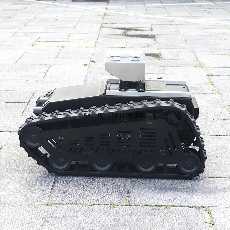 All Terrain Electric Tracked Vehicle Chassis, Remote Control Robot Platform for Outdoor Exploration and Transport