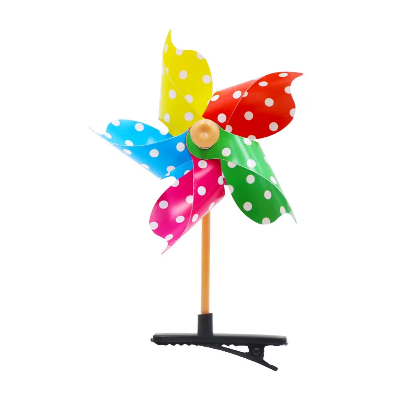 10Pcs Colorful Plastic 3D Windmill Hair Clip Hairpin for Baby Girl Kids Birthday Party Favors Baby Shower Gifts Pinata Fillers