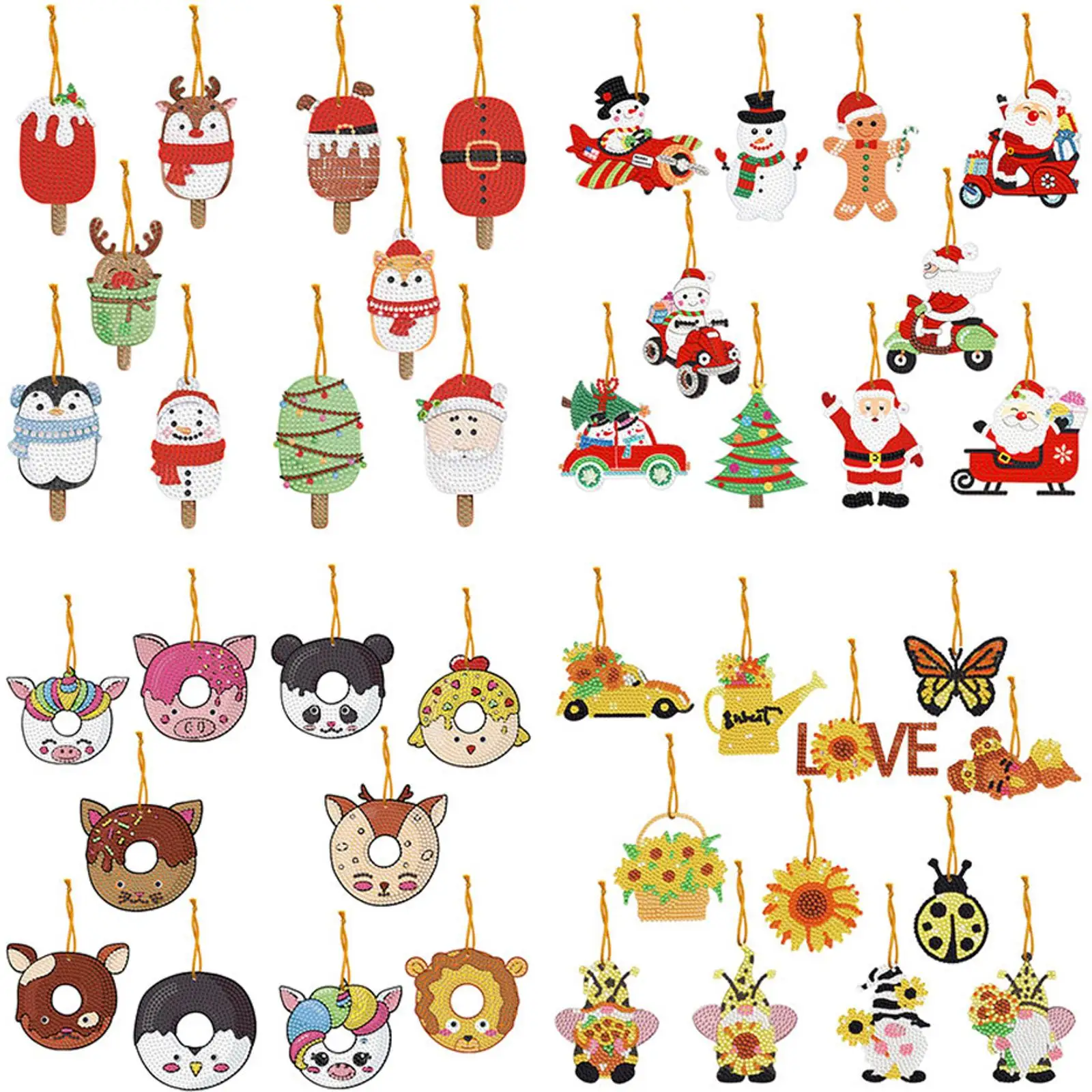 

10pcs Christmas Theme 2D/Flat DIY Special Shape Hanging Diamond Art Kits Diamond Art Pendant Christmas Tree Hanging Ornaments