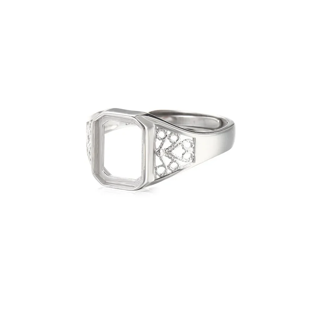 

Ring Setting for 8x10mm Rectangle Cabochons Gold Plated 925 Silver Adjustable Ring Blank