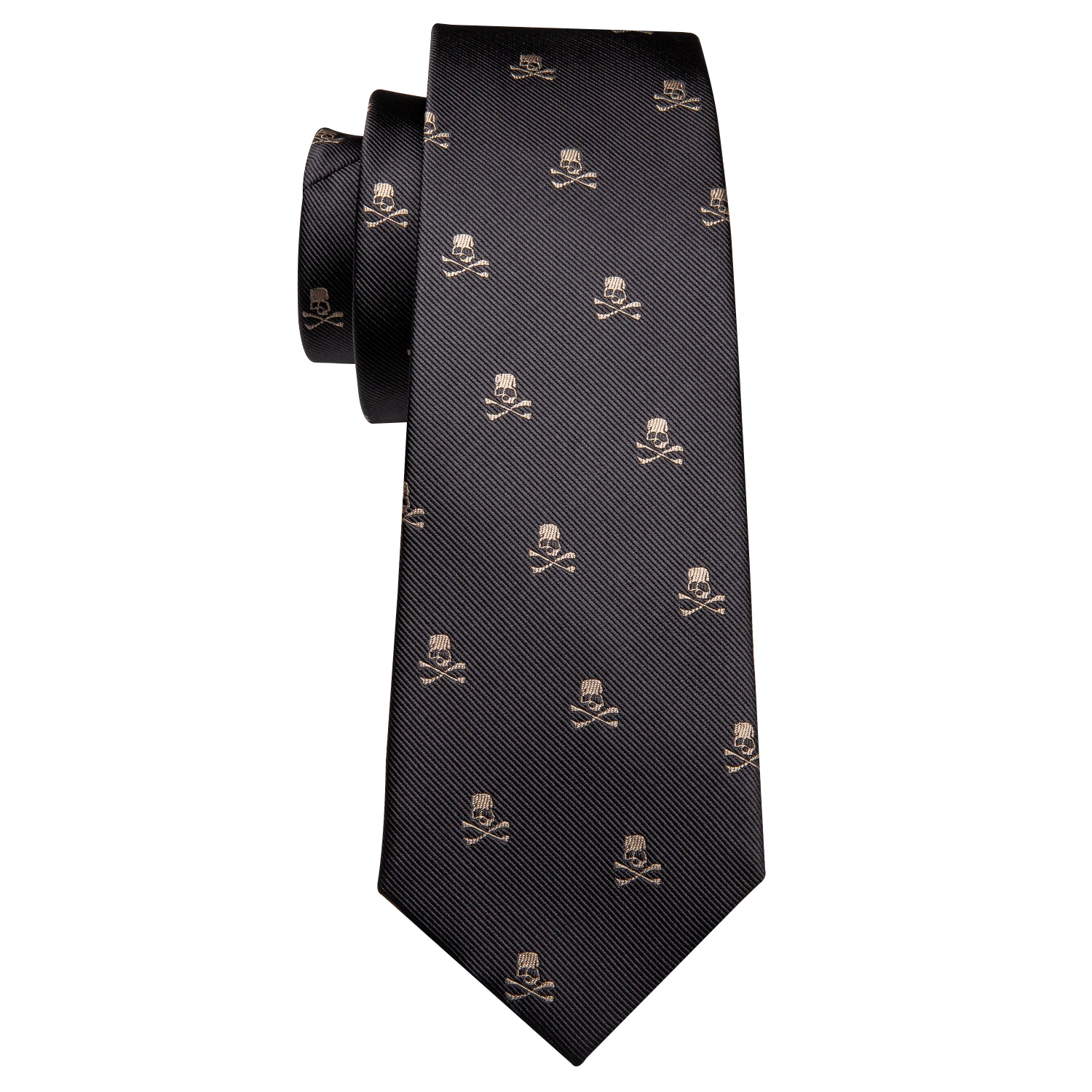 Brown Skull Fashion Men Tie Necktie Gravat Handkerchief Cufflinks Set Ties For Men Suit Party  Business Gift Barry.Wang