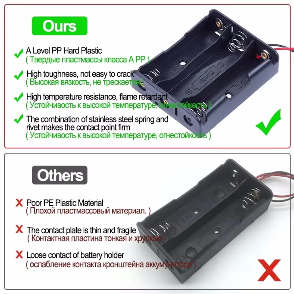 AA Battery Case Plastic DIY AA Battery Box 1/2/3/4 Slot AA Battery Holder 14500 AA Storage Box DIY With Leads Series Connection