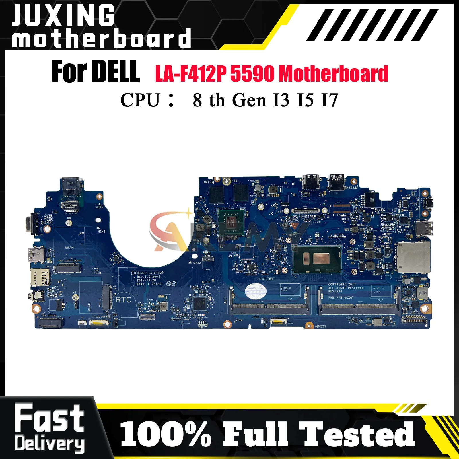 

Материнская плата для Dell Latitude 5590 LA-F412P с процессором I5 I7 8th MX130 DDR4 CN-0P50J0 0630XH, материнская плата для ноутбука протестирована нормально