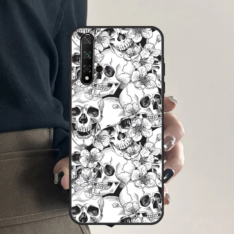 القوطية الأزهار الجمجمة لهواوي نوفا 9 10 SE 5T 12s 12i 11i Y91 Y90 Y60 Y70 Y72 Y61 P20 P40 P30 لايت P60 برو حالة #6
