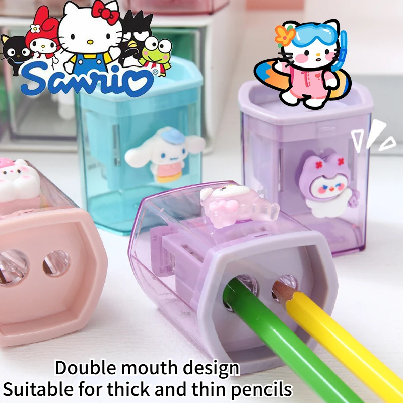 Sanrio Cinnamoroll Pencil Sharpener Kuromi Creative Cartoon Double Hole Office Desktop Office School Supplies Pencil Sharpeners