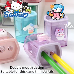 Temperamatite Sanrio Cinnamoroll Kuromi Creative Cartoon Double Hole Office Desktop forniture scolastiche per ufficio temperamatite