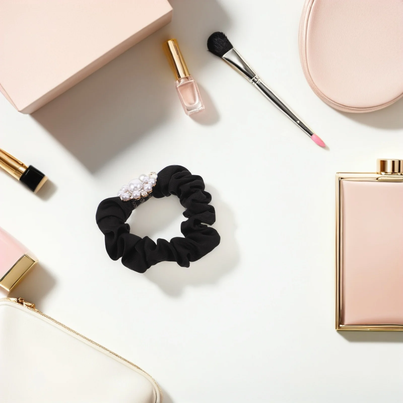 

2pcs Pearl Scrunchies For Women Rhinestone Ties Soft Elastic Bands No Damage Thick Curly Hair Holders Stylish Holiday Hair