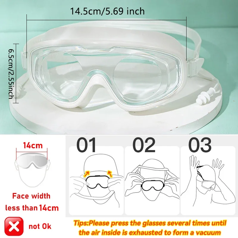 0 To -7.0 Myopia Optical Silicone Large Frame HD Clear Anti Fog Adjustable Swimming Goggles Diving Eyewear for Adult Men Women