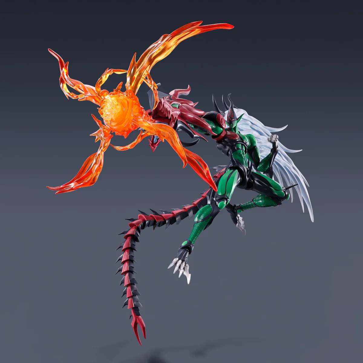 متوفر في المخزون الأصلي بانداي سبيريتس S.H.MonsterArts Yu-Gi-Oh! Duel Monsters GX - شخصية الرسوم المتحركة Elemental Hero Flame Wingman