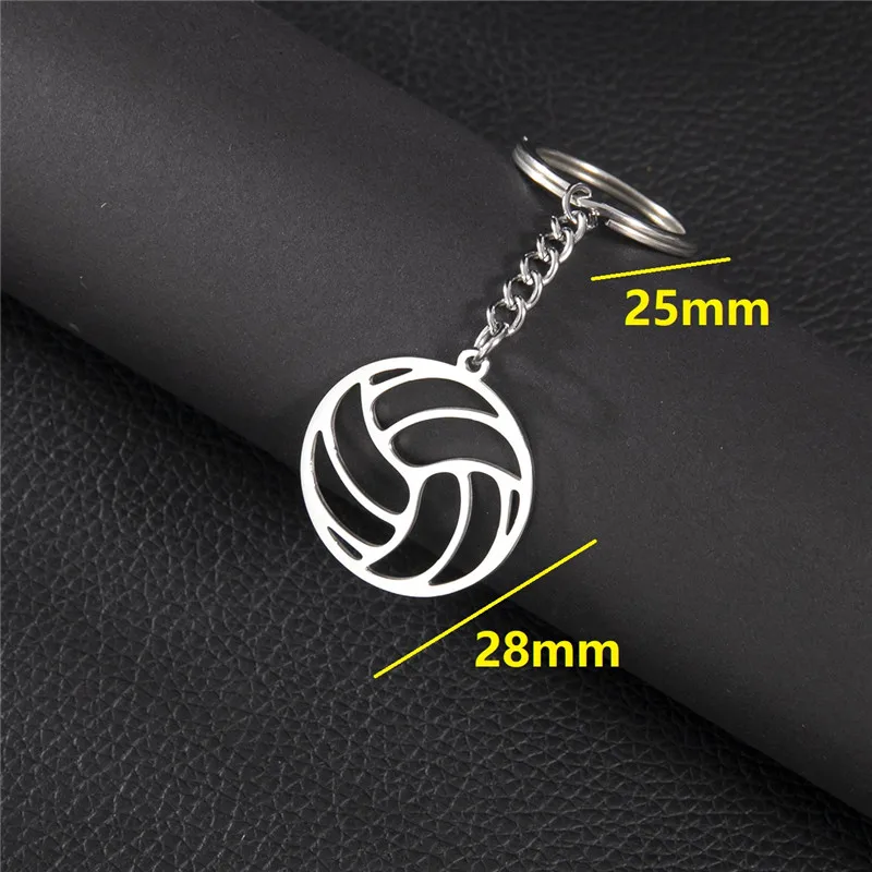 Simple Volleyball Souvenirs Keychain Metal Ball Shaped Pendants Keyrings for Men Women Car Key Ring Sports Fans Gift