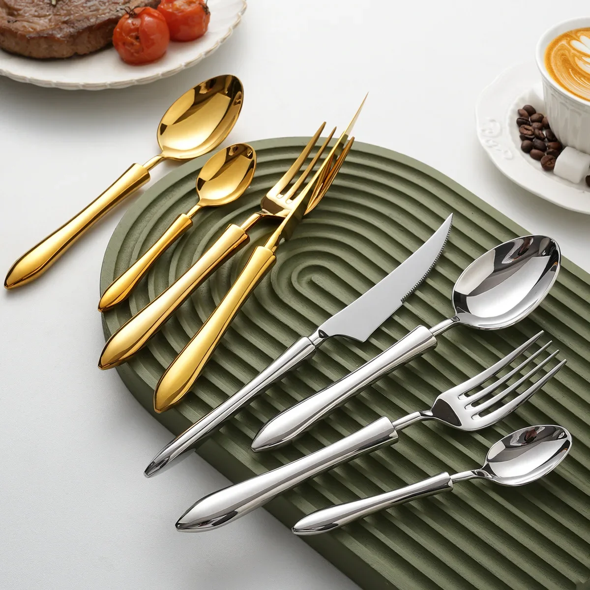 4Pcs Gold Tableware Stainless Steel 304 Cutlery Set Mirror Dinnerware Wedding Gift Hotel Home Dinner Flatware Dishwasher Safe