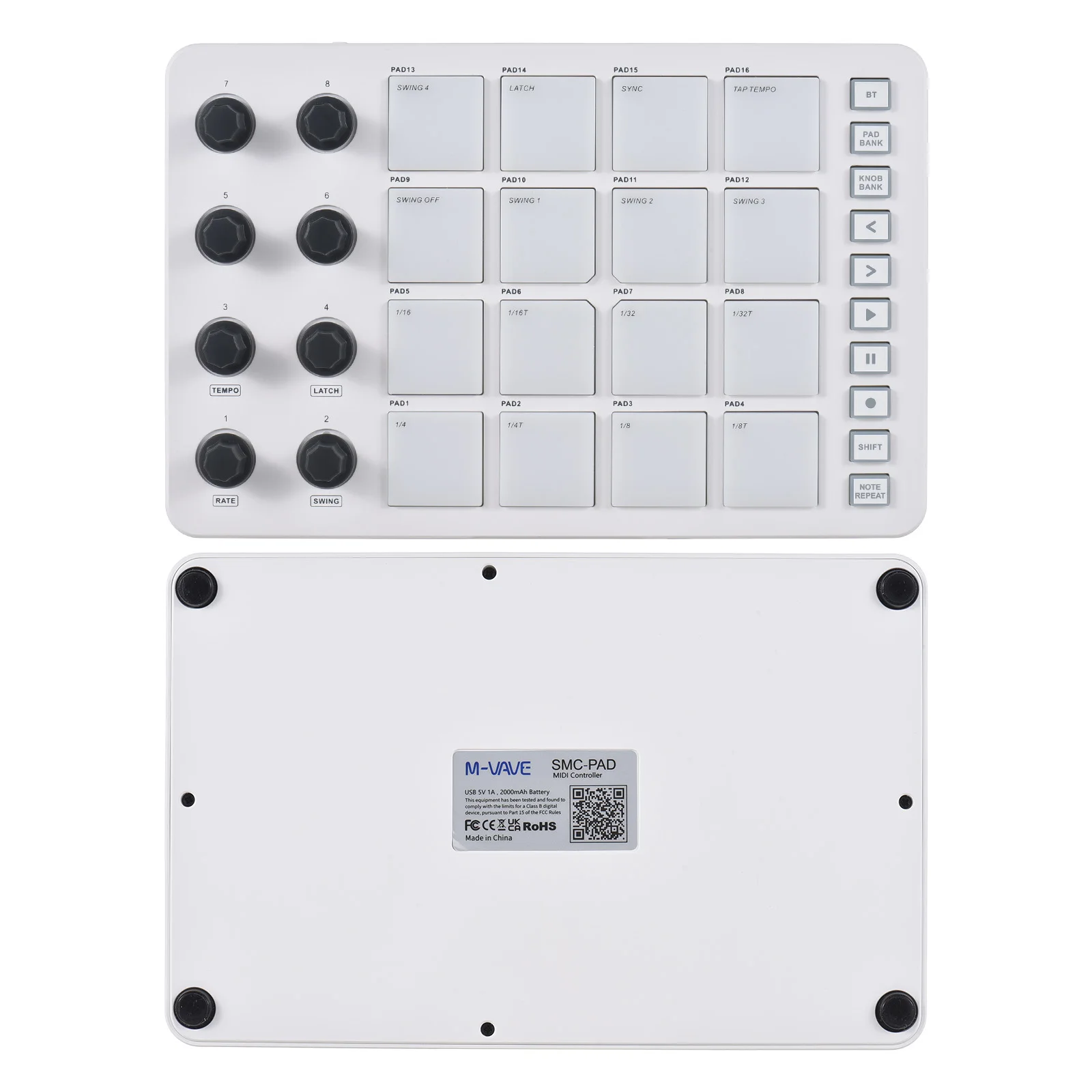 M-VAVE MIDI Controller Strike Pad RGB Backlight MIDI Keyboard BT Connection Low Latency 3.5mm Output Interface