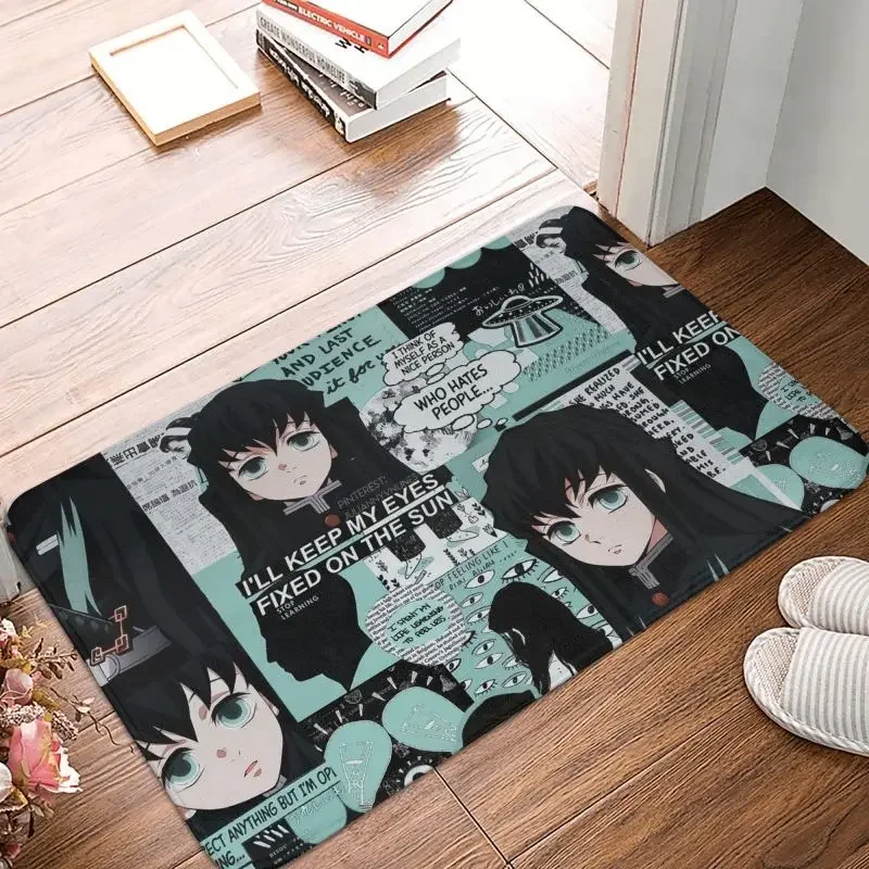 Custom Demon Slayer Muichiro Tokito Collage Doormat Mat Anti-Slip Kimetsu No Yaiba Kitchen Bath Garden Rug Carpet 40*60cm