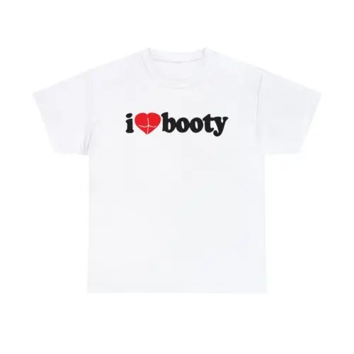 

Футболка с надписью «I Love Booty»-100% хлопок, без боковых швов, этическая