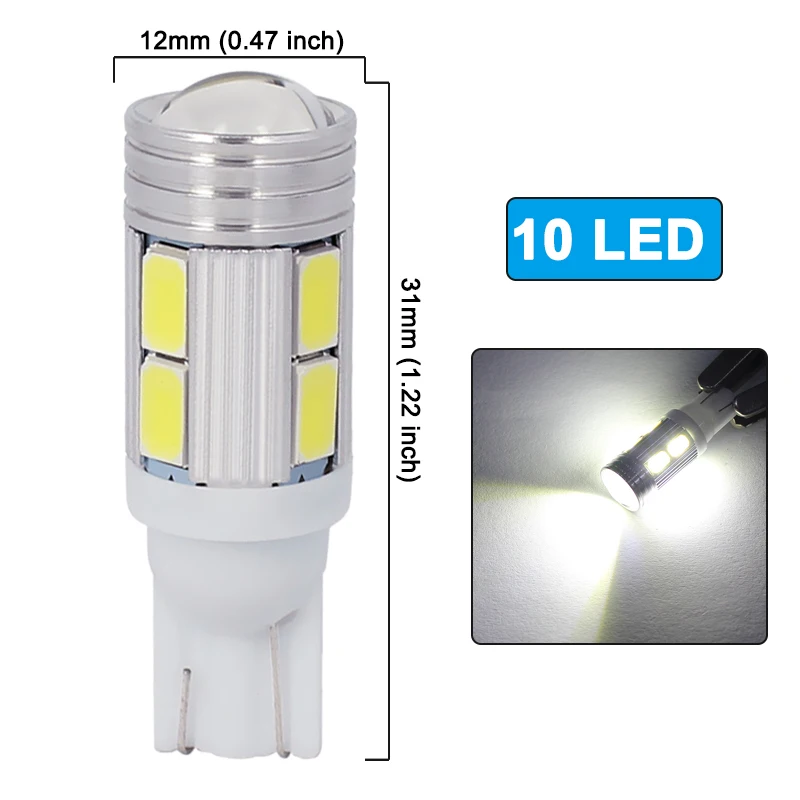 1 PCS Car T10 W5W LED Signal Bulb 12V 5630 SMD 7000K White Auto Interior Dome Reading Lights Trunk Wedge Side License Plate Lamp