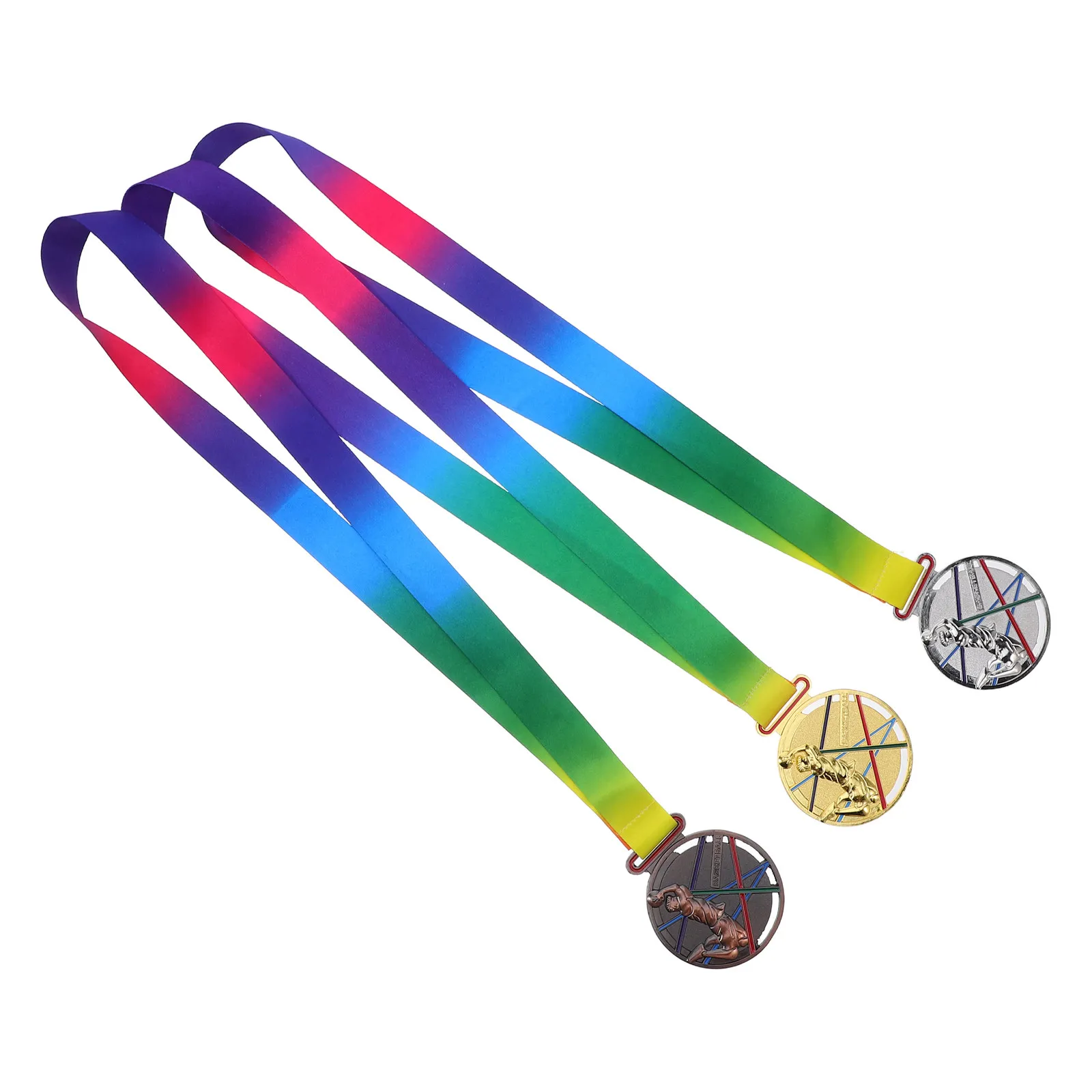 

3Pcs Basketball Medals Gold Silver Bronze Zinc Alloy Awards Neck Ribbon Kids Sports Day Winner Competition Prize Basketball