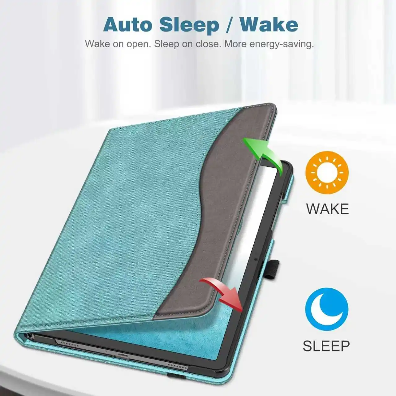 Чехол для Samsung Galaxy Tab A9 Plus 11 дюймов 2023 (SM-X210/SM-X216/SM-X218), передний карман из искусственной кожи с несколькими углами, пробуждение/сна