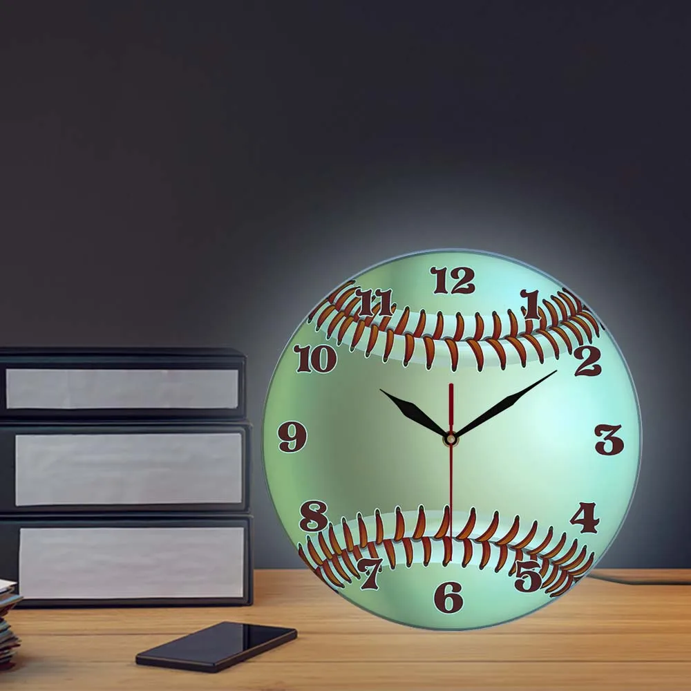 Baseball Custom Name 3D Wall Clock Sports Room Wall Decor Personalized Your Name Baseball Design Acrylic Printed Wall Clock