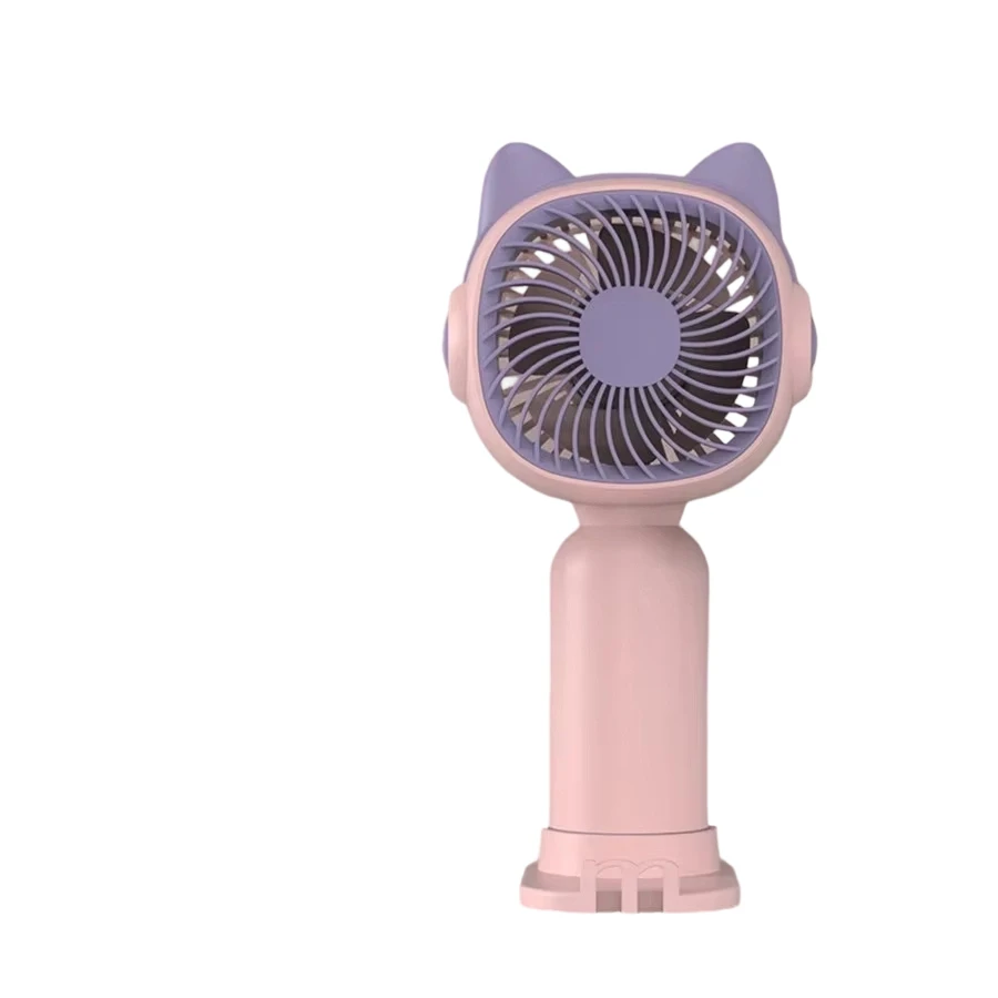 

Usb Rechargeable Mini Fan Cartoon Handheld Fan Cute Cat Ear Portable Personal Fan Phone Stand Multifunctional Desktop Outdoor