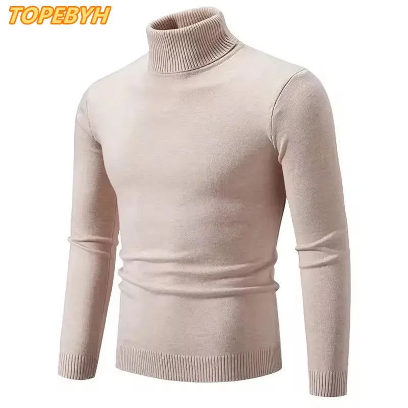 

2025 New Trend Men's High Neck Sweater Pullover Knitted Warm Casual Men Clothing Knitted Sweater