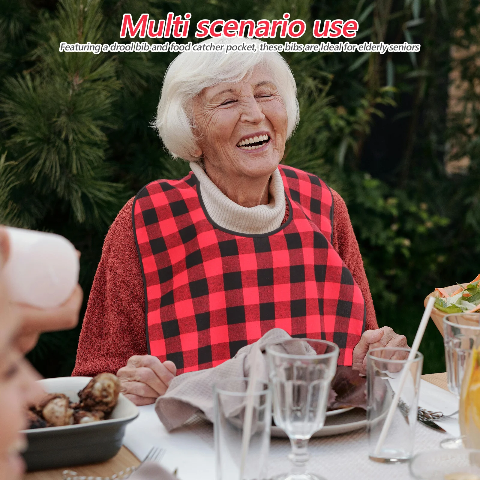 

2 шт., водонепроницаемые нагрудники для взрослых, многоразовые моющиеся защитные тканевые нагрудники для кормления слюнотечениями и карманом для ловли еды, идеально подходят для пожилых мужчин