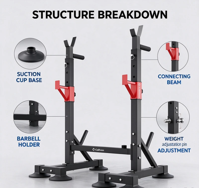 Adjustable Width Home Barbell Rack Bench Press Squat Stand Indoor Weight Lifting Training Fitness Bench